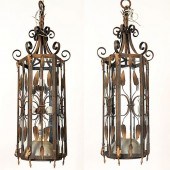PAIR CAST IRON LANTERN FORM CH