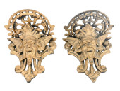 PAIR CAST IRON WINGED GARGOYLE