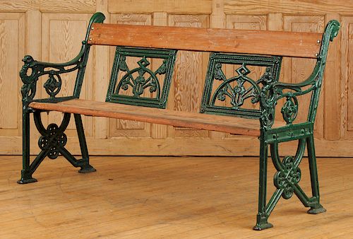 PAIR CAST IRON WOOD GARDEN