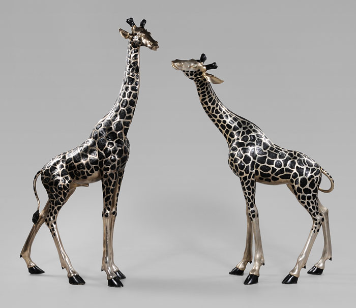 Pair Cast Metal Giraffes modern,