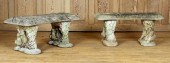 PAIR CAST STONE BENCHES WITH L