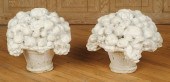 PAIR CAST STONE FLOWER BASKET
