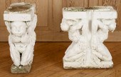 PAIR CAST STONE PAINTED GARGOY