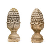 PAIR CAST STONE PINEAPPLE GARD