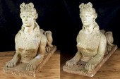 PAIR CAST STONE SPINX GARDEN S