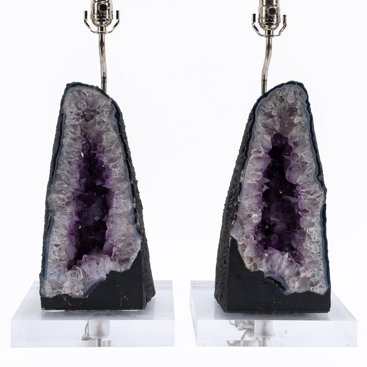 PAIR, CATHEDRAL AMETHYST GEODE
