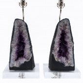 PAIR, CATHEDRAL AMETHYST GEODE