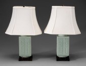 Pair Celadon Cong Porcelain Va