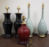 PAIR CELADON GLAZED TABLE LAMP