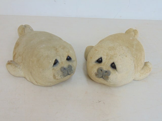 PAIR CEMENT, CAST STONE FIGURAL