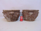 PAIR CEMENT GARDEN PLANTERS, E