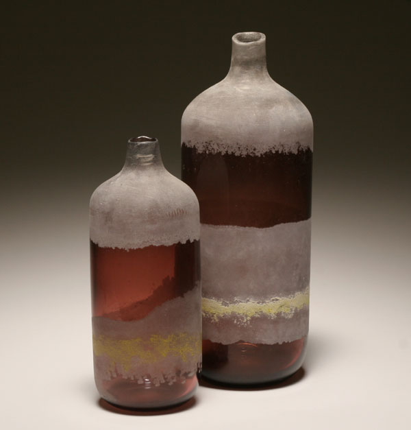 Pair Cenedese scavo art glass