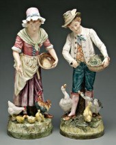 Pair ceramic figures: tin glaz