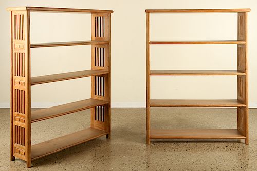 PAIR CERUSED OPEN BOOKCASES