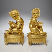 PAIR CHARLES X GILT BRONZE PUT