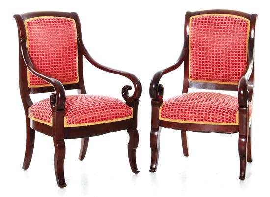 Pair Charles X inlaid mahogany