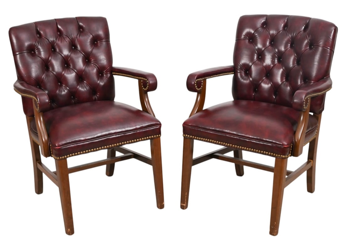 PAIR CHESTERFIELD STYLE LEATHER