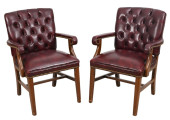PAIR CHESTERFIELD STYLE LEATHE