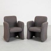 PAIR 'CHICLET' STYLE UPHOLSTER