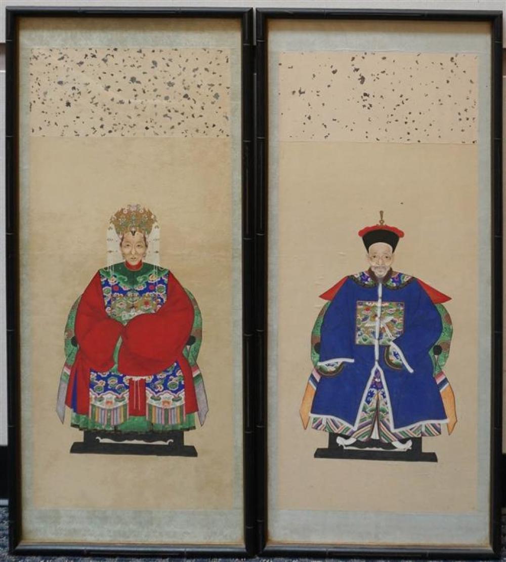 PAIR CHINESE ANCESTRAL PORTRAITS,