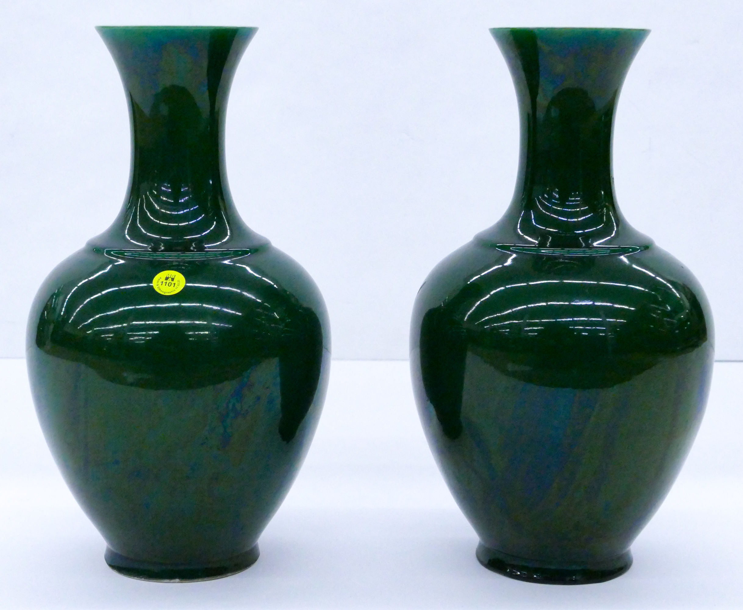 Pair Chinese Apple Green Glazed