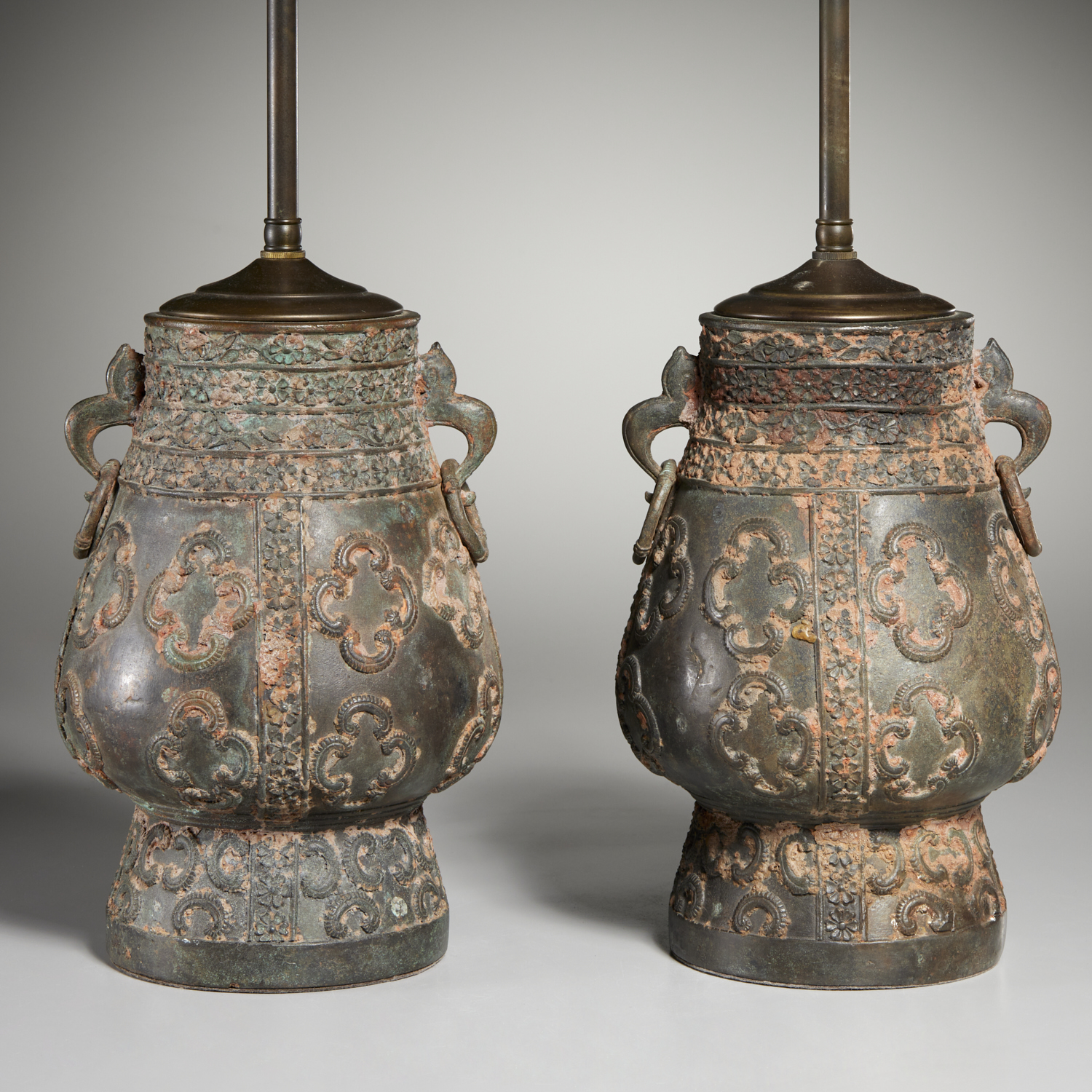 PAIR CHINESE ARCHAISITIC HU VASES