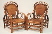 PAIR CHINESE BAMBOO OPEN ARMCH