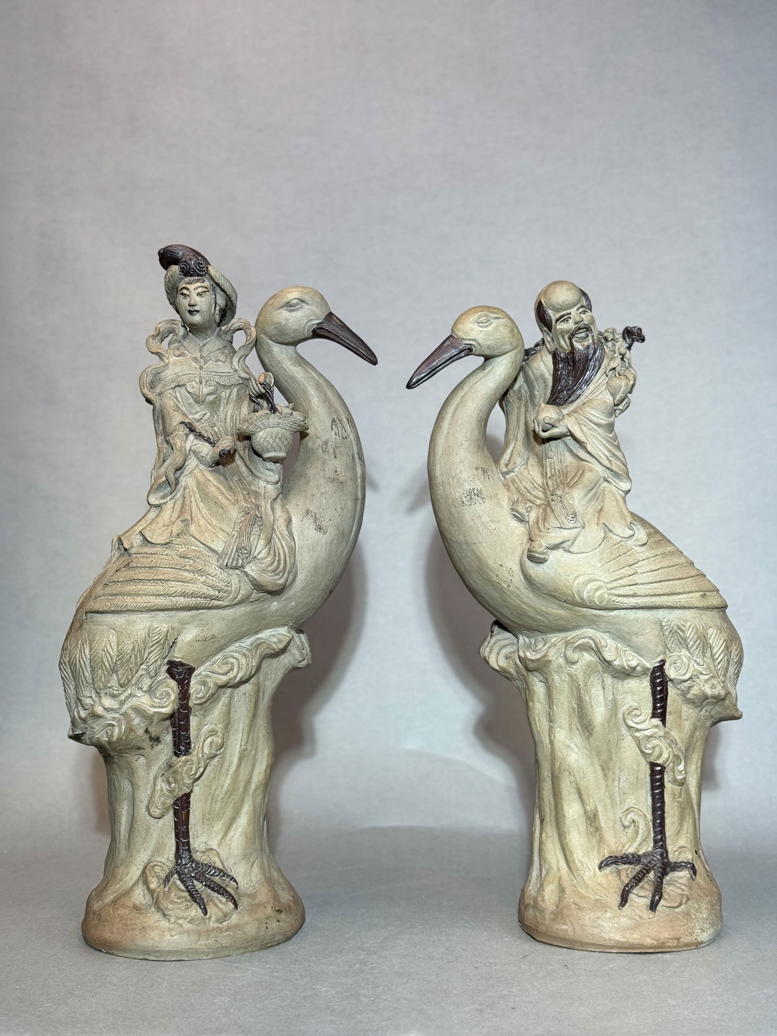 PAIR CHINESE BISQUE PORCELAIN