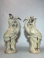 PAIR CHINESE BISQUE PORCELAIN