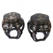 PAIR CHINESE BLACK LACQUER EBO