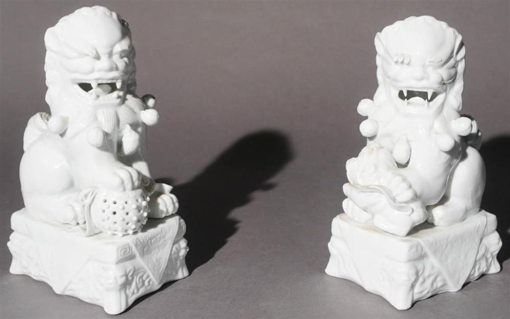 PAIR CHINESE BLANC-DE-CHINE FOO