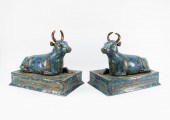 PAIR, CHINESE BLUE CLOISONNE B