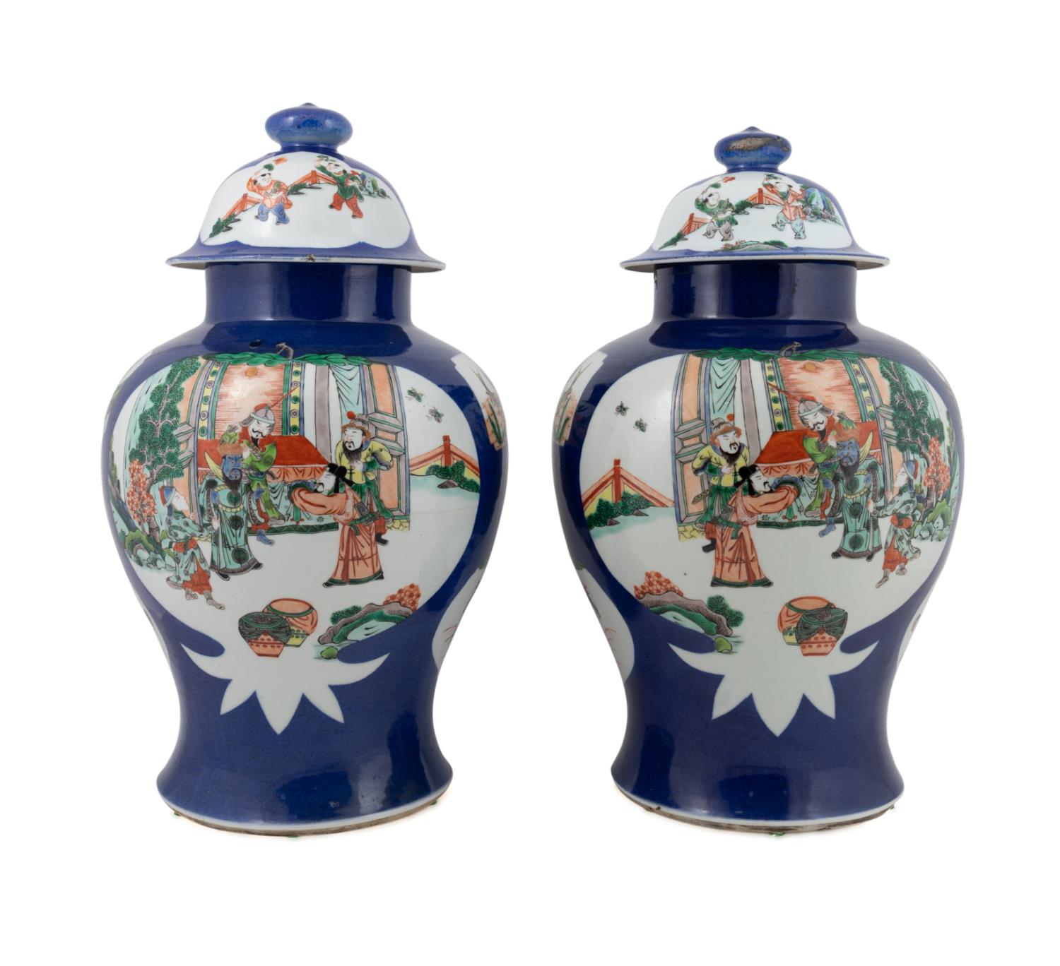 PAIR CHINESE BLUE GROUND FAMILLE