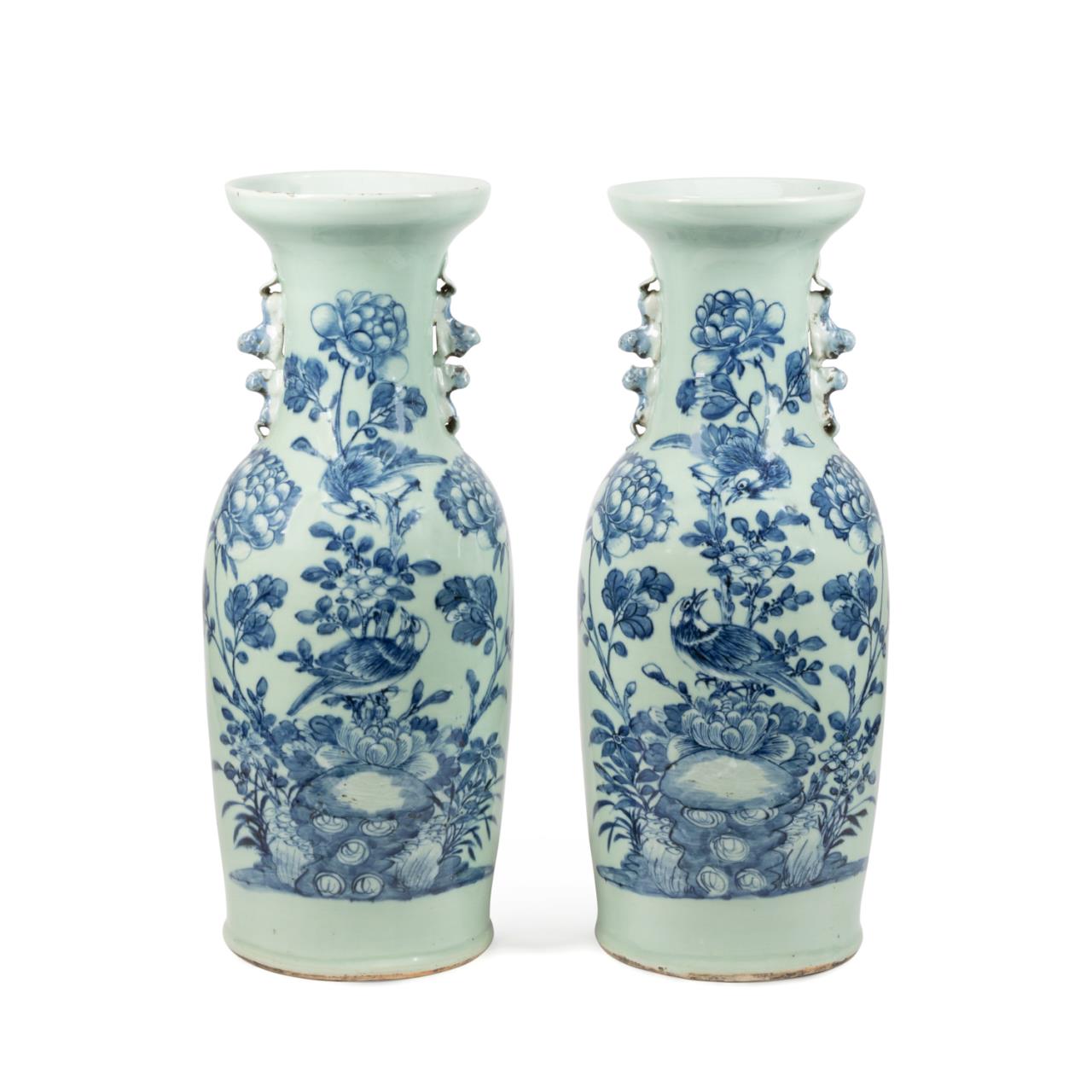 PAIR CHINESE BLUE, WHITE, & CELADON