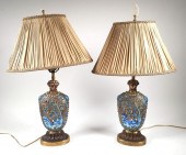 PAIR CHINESE BRASS AND ENAMEL