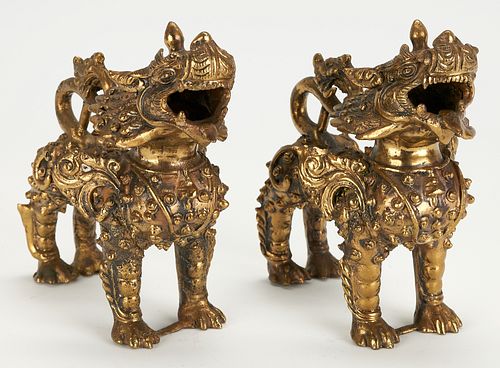 PAIR CHINESE BRONZE FOO LIONSPair