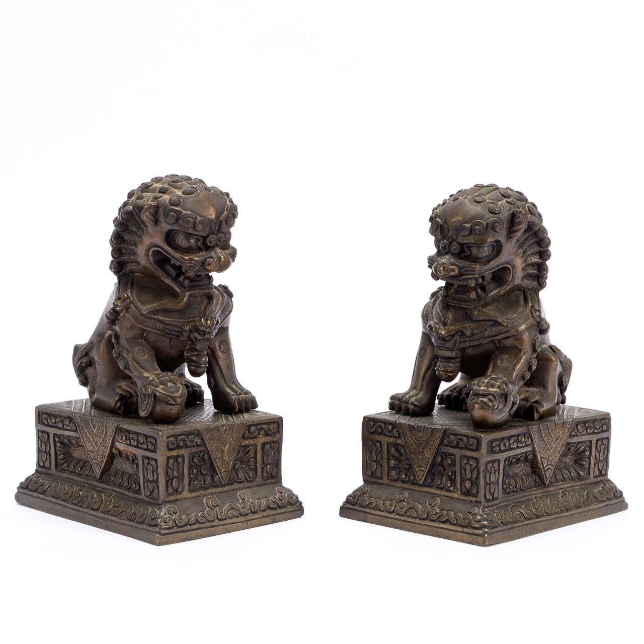PAIR, CHINESE BRONZE GUARDIAN LIONS