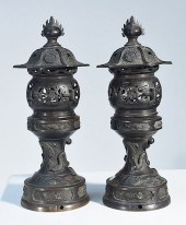 PAIR CHINESE BRONZE MINIATURE