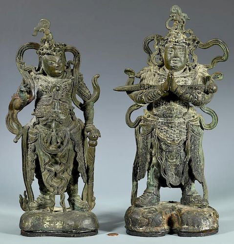 PAIR CHINESE BRONZE WARRIOR
