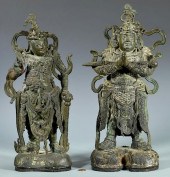 PAIR CHINESE BRONZE WARRIOR GO