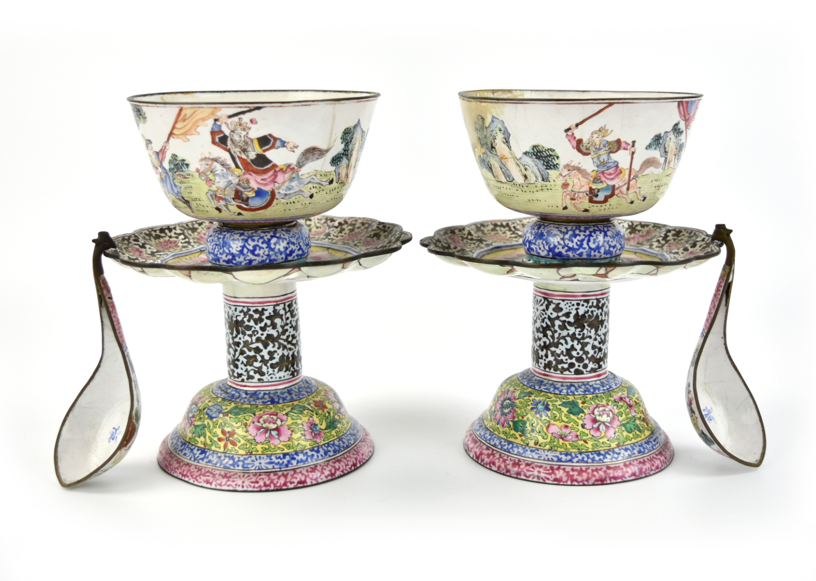 PAIR CHINESE CANTON ENAMEL STEM