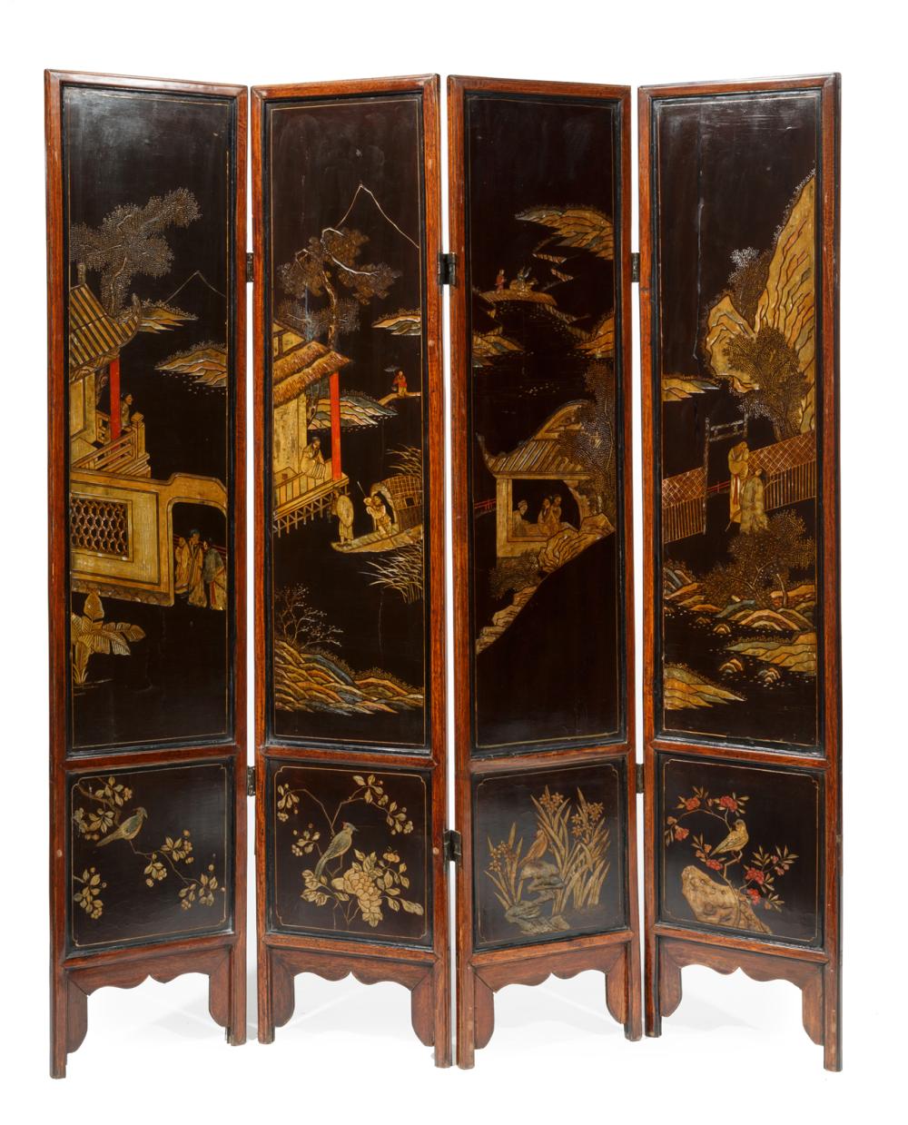 PAIR CHINESE CARVED AND PAINTED
