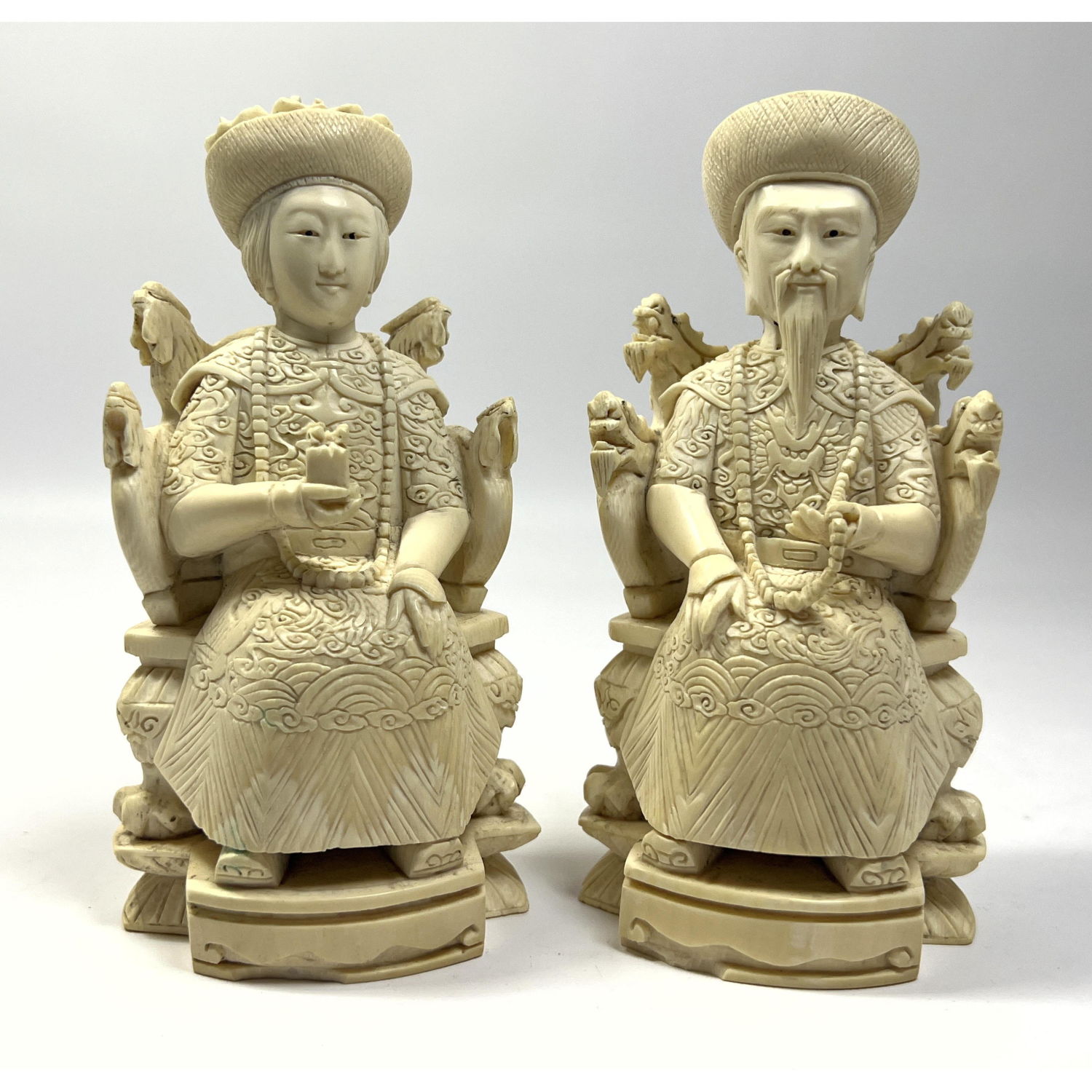 Pair Chinese Carved Figure