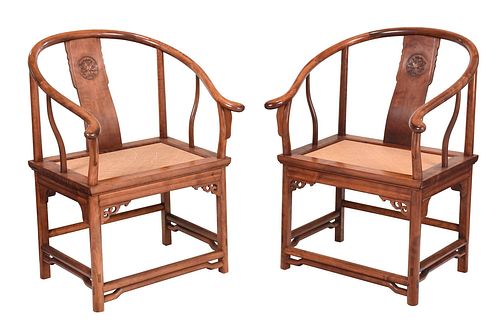 PAIR CHINESE CARVED FIGURED