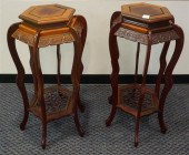 PAIR CHINESE CARVED HARDWOOD H