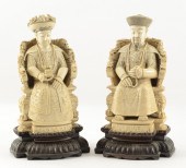 PAIR CHINESE CARVED IVORY FIGU
