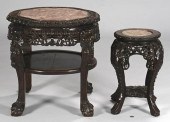 PAIR CHINESE CARVED LOW TABLES