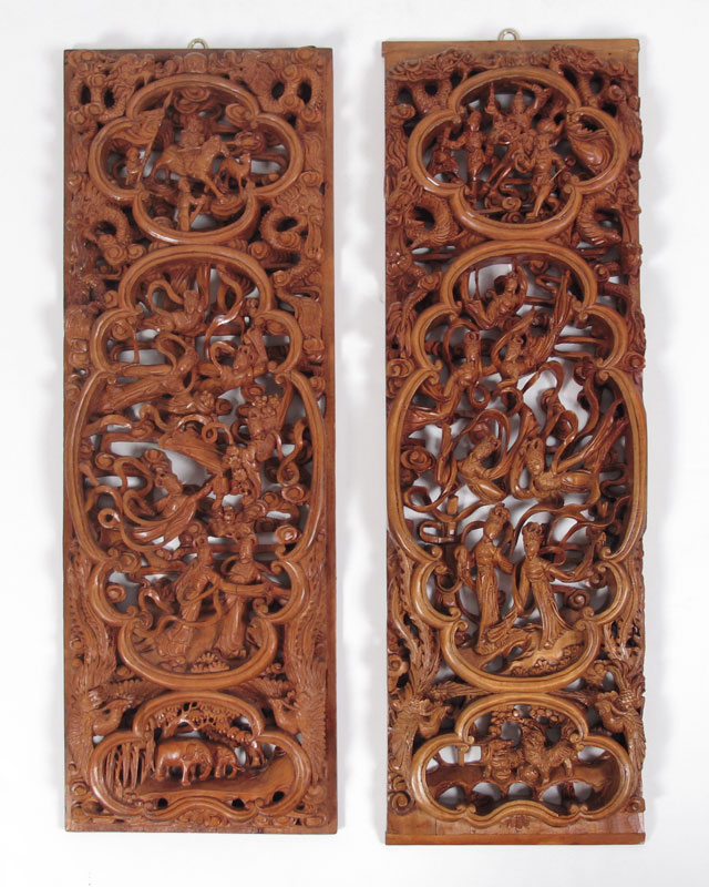PAIR CHINESE CARVED PANELS: