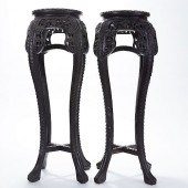 PAIR CHINESE CARVED ROSEWOOD P
