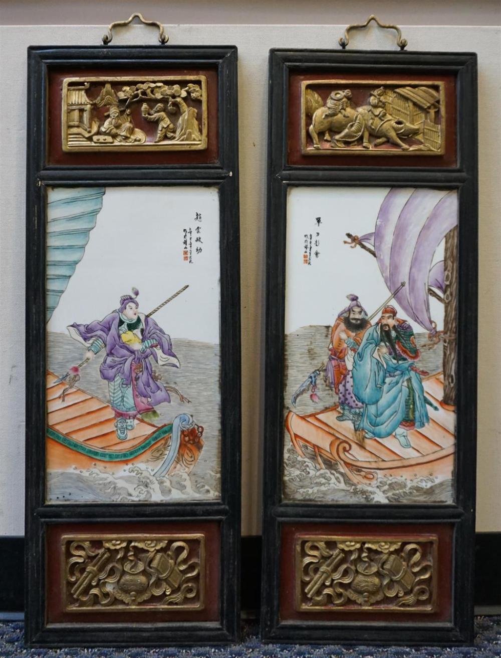 PAIR CHINESE CARVED WOOD PANELS